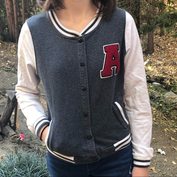 Jackets & Blazers - C’esttion Gray And White Letterman Jacket